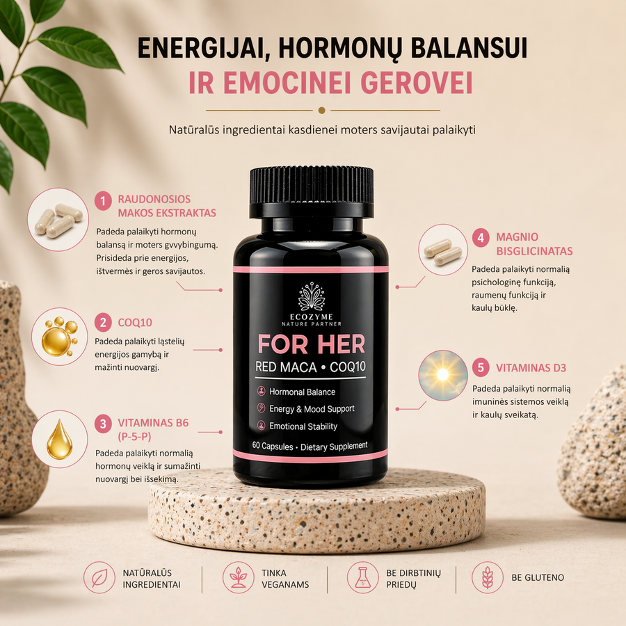 Ecozyme FOR HER - naiste energia ja hormoonide tasakaalu kompleks