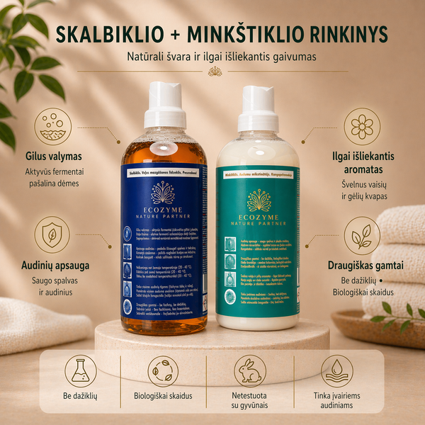 Ecozyme skalbiklis + minkštiklis