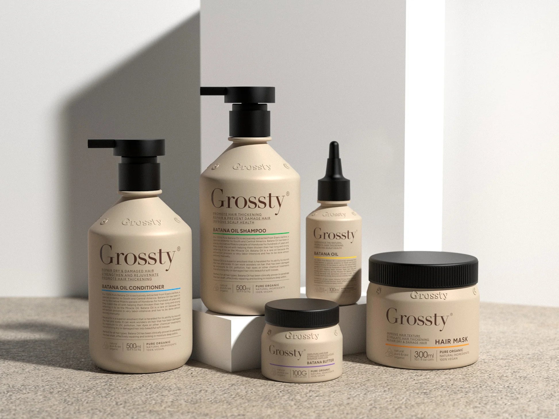 Grossty Batana Oil set: Shampoo + Conditioner + Mask + Oil + Batana Butter
